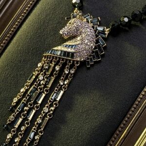 Majestic Gold and Black Horse Necklace